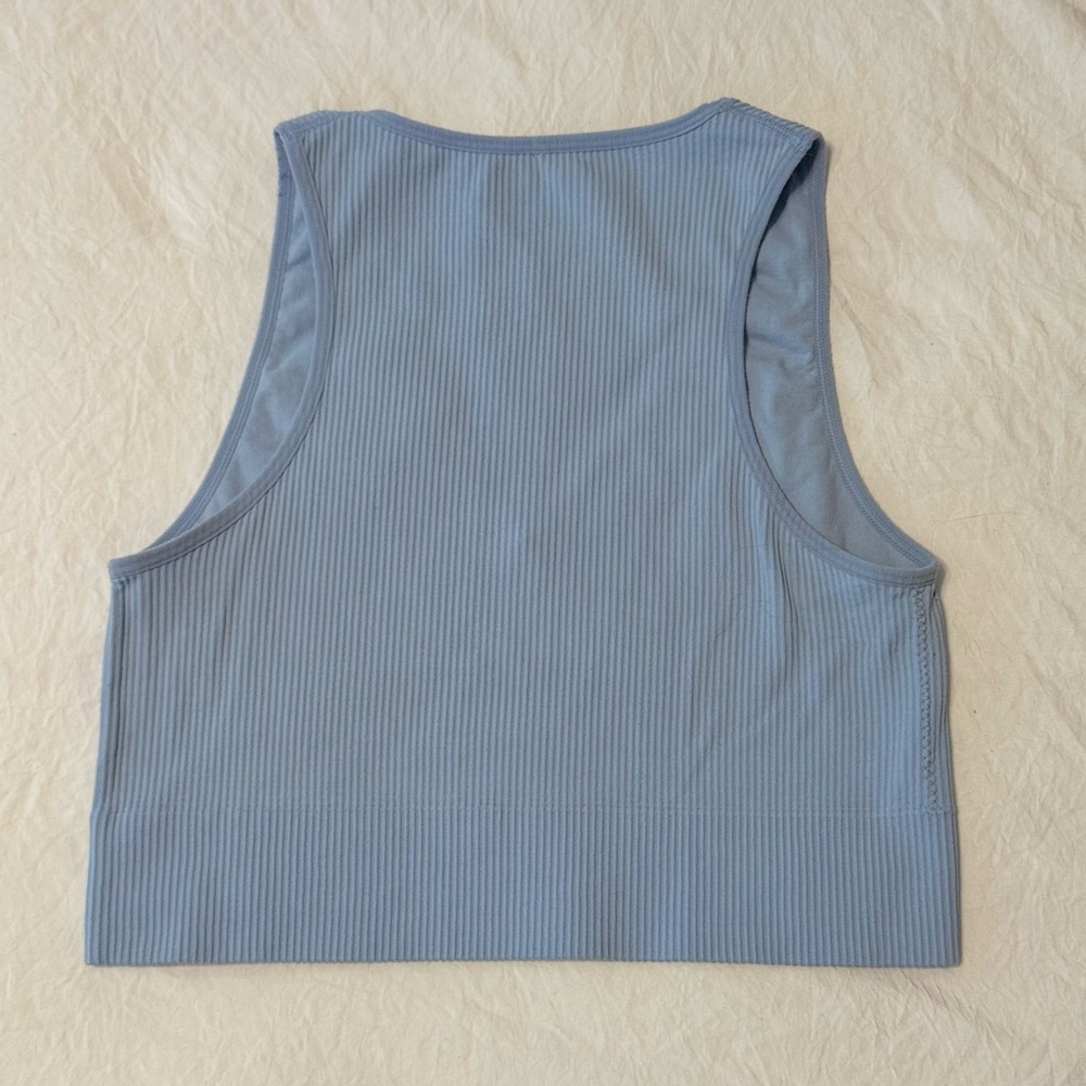 Garage Light Blue Ribbed Seamless V-Neck Tank Top - Picture 2 of 4